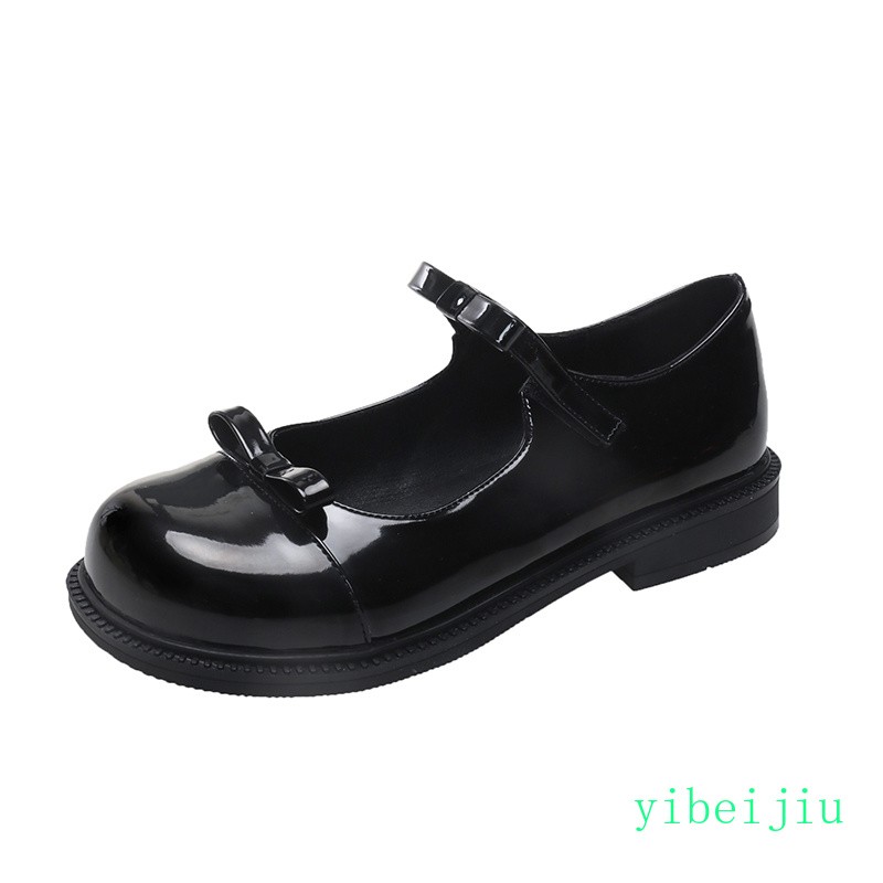 Womens Ladies Mary Jane Leather Shoes Bowknot Patent Leather Casual Loafers New