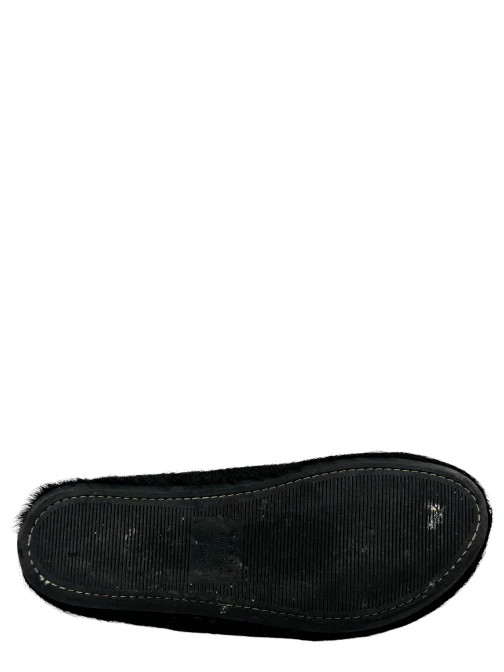 Marni Black Long Calfskin Hair Fussbett Sabot Slip-on Loafers 39