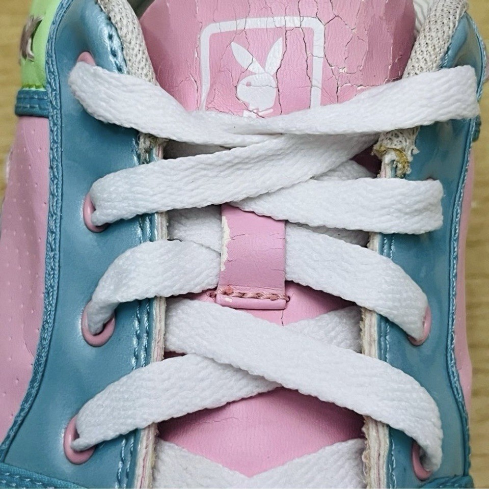 Playboy Rare Vintage 90s Sneakers Green Pink Blue Candy Stitches/Detail Logo 8.5