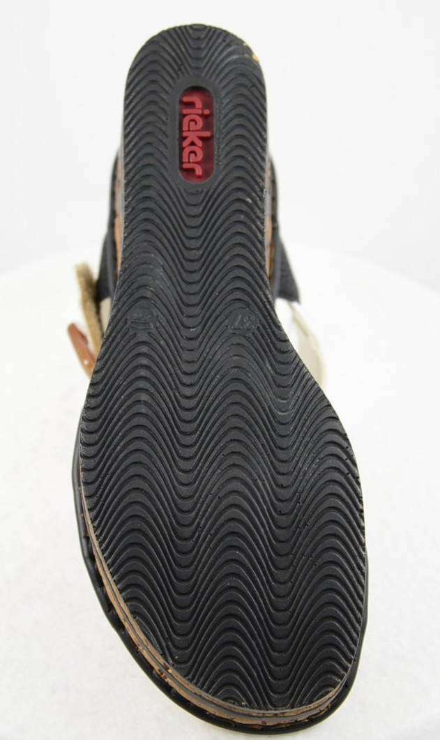 Rieker Antistress Rose 76 US 6.5 Beige Black White Platform Wedge Sandal EU 37