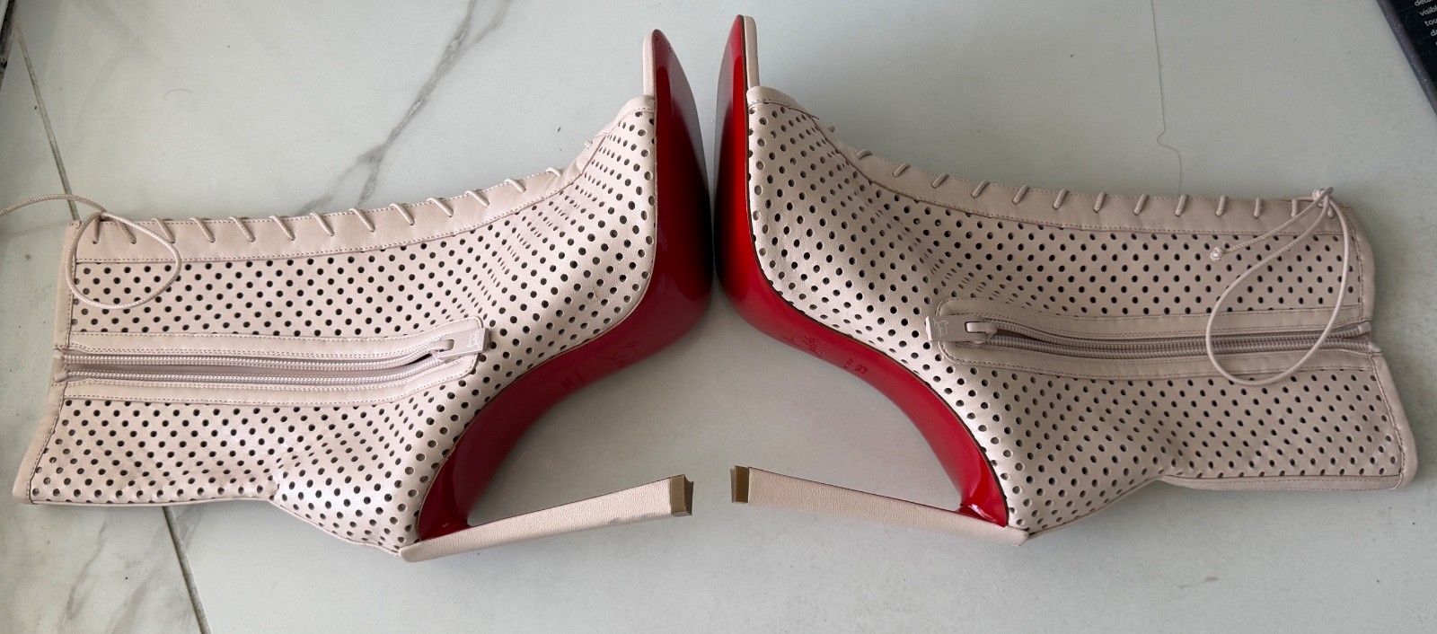 Christian Louboutin Open Condora Booty 100 in Leche Leather 39 1/2