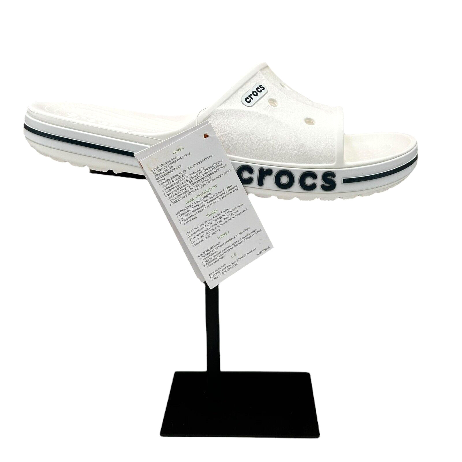 Crocs Slide Sandals Women’s Size 9/Men’s 7 White/Navy Water Friendly Lightweight
