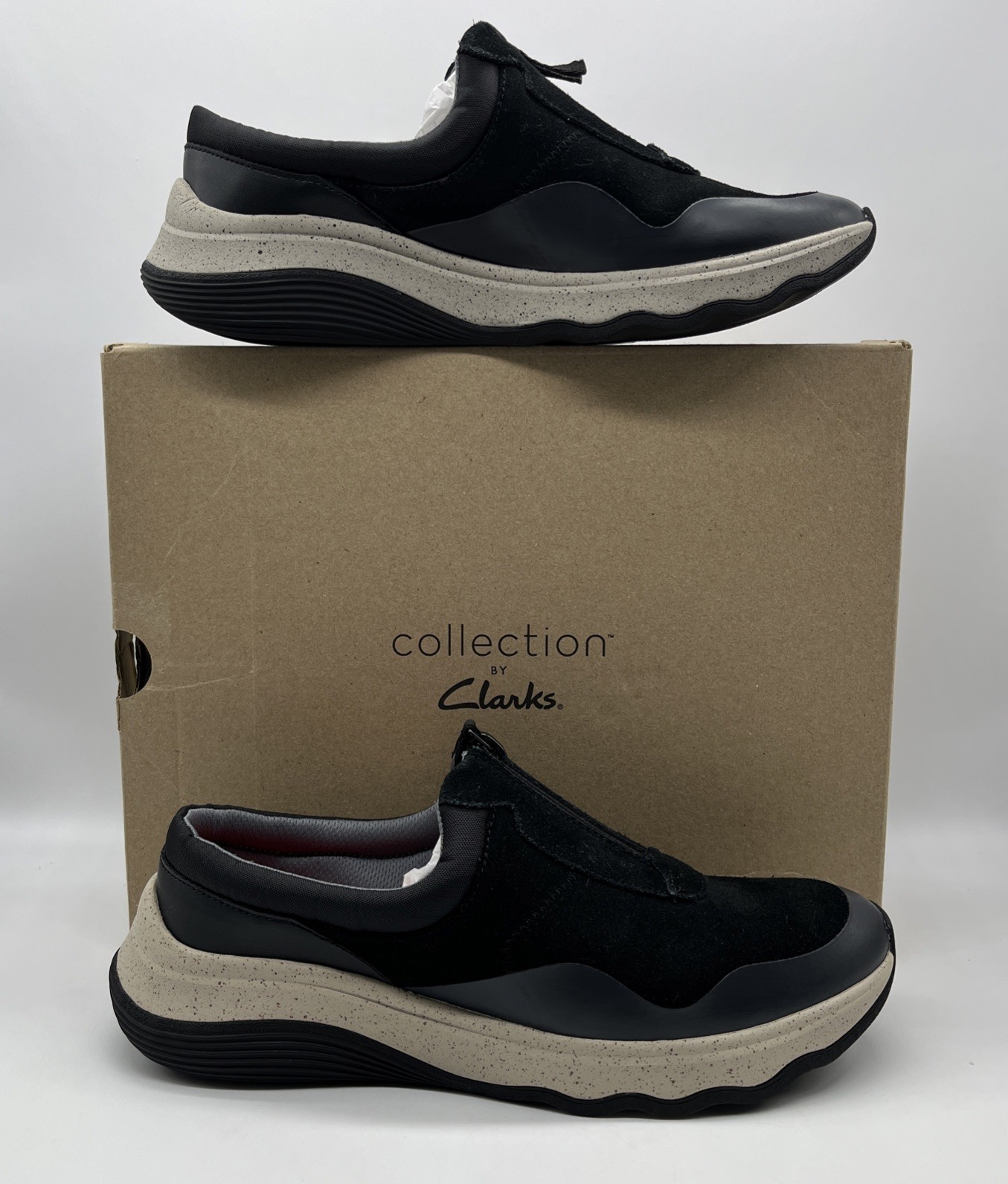 CLARKS Collection Women’s JAUNT WAY Black Suede Slip On Sneaker 🌺 Size 10 W~NIB