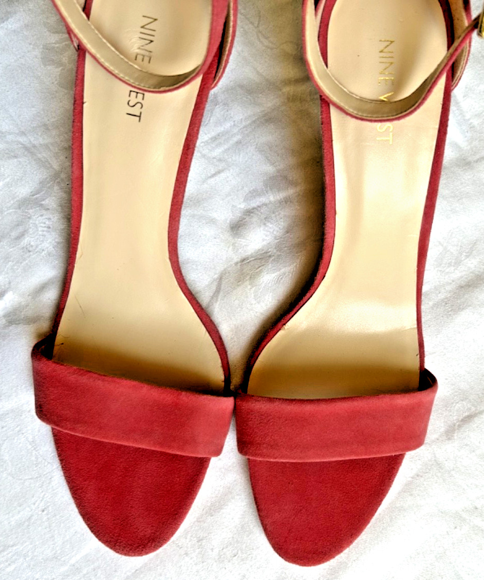 NINE WEST Fuchsia Pink Leather Strapped Heels Sandal Stiletto Heel Womens 11M