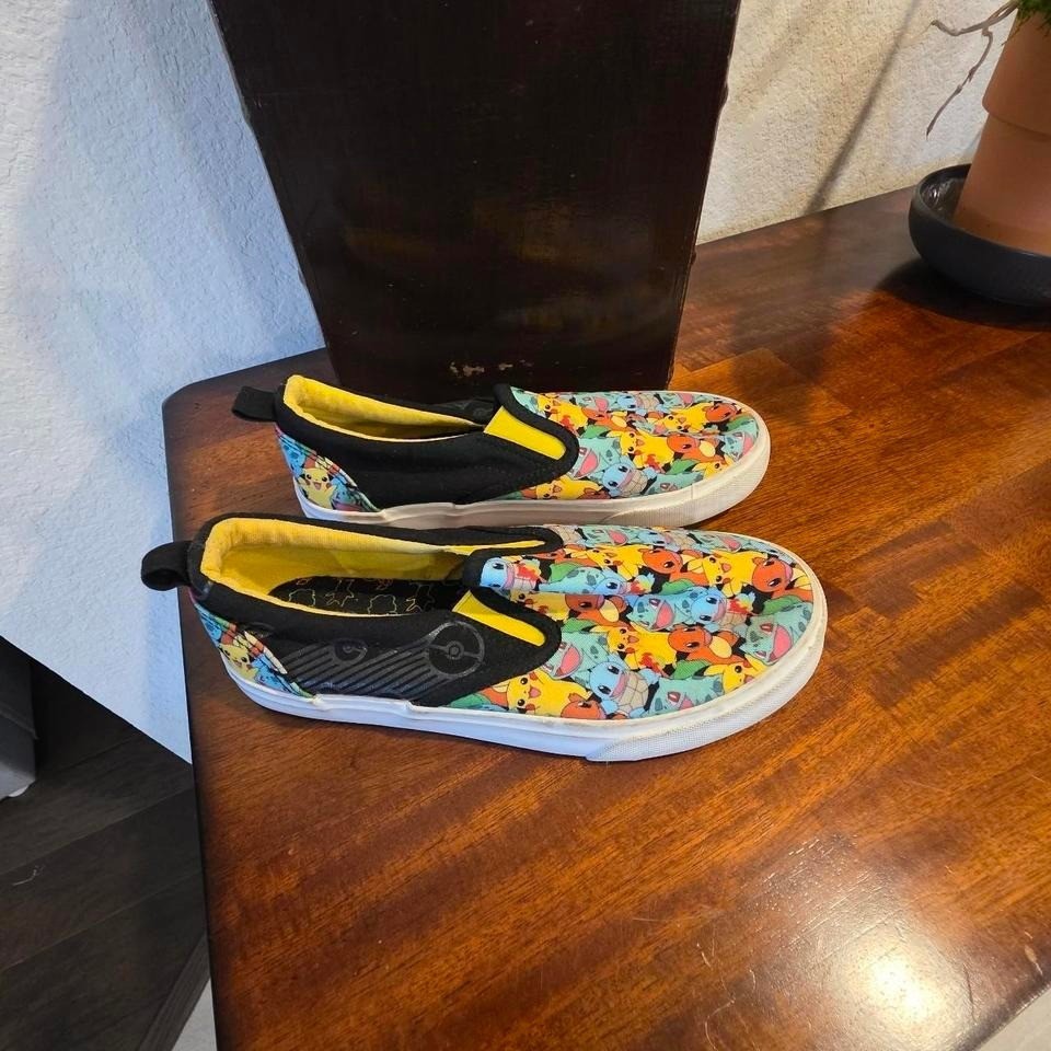 Pokemon multicoloured slip on trainers shoe size 4