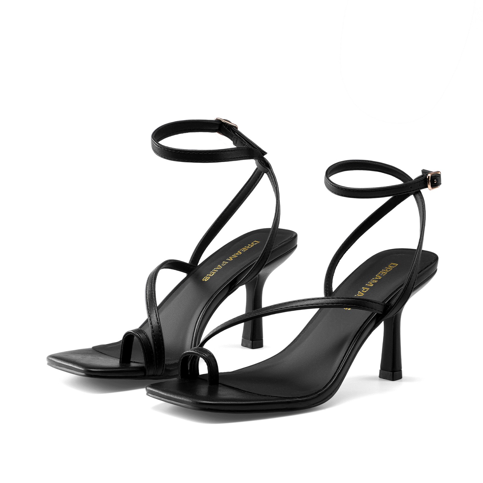 Women’s Kitten Heels with Square Toe Comfortable Ankle Strappy Fashion Sandals