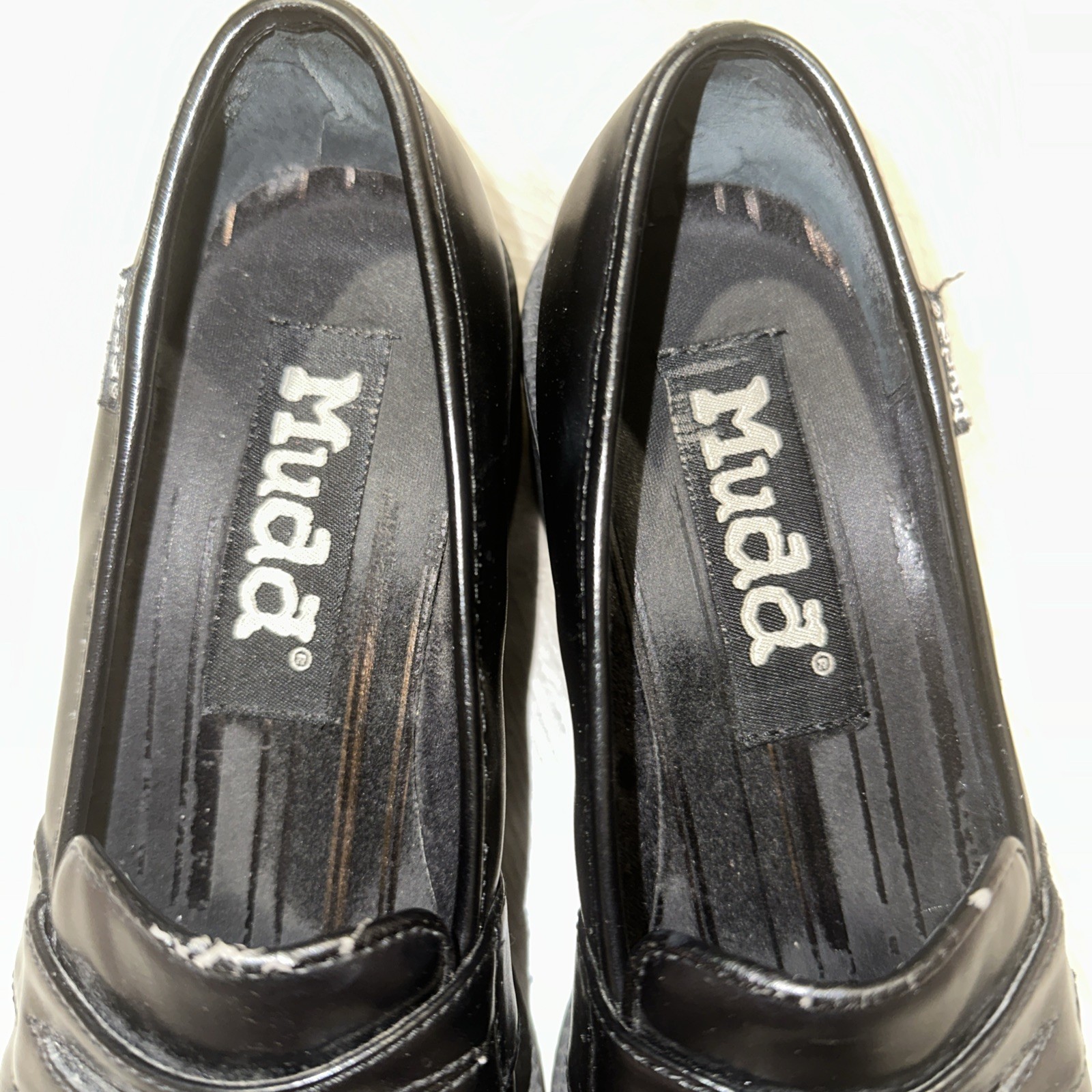 Vintage Mudd Chunky Platform Penny Loafers Grunge 90s Y2K Block Heel 6.5 Black