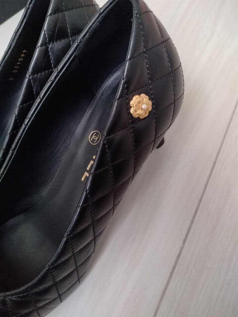 CHANEL Pumps Size 24cm 38 Calfskin High Heels Classic Style