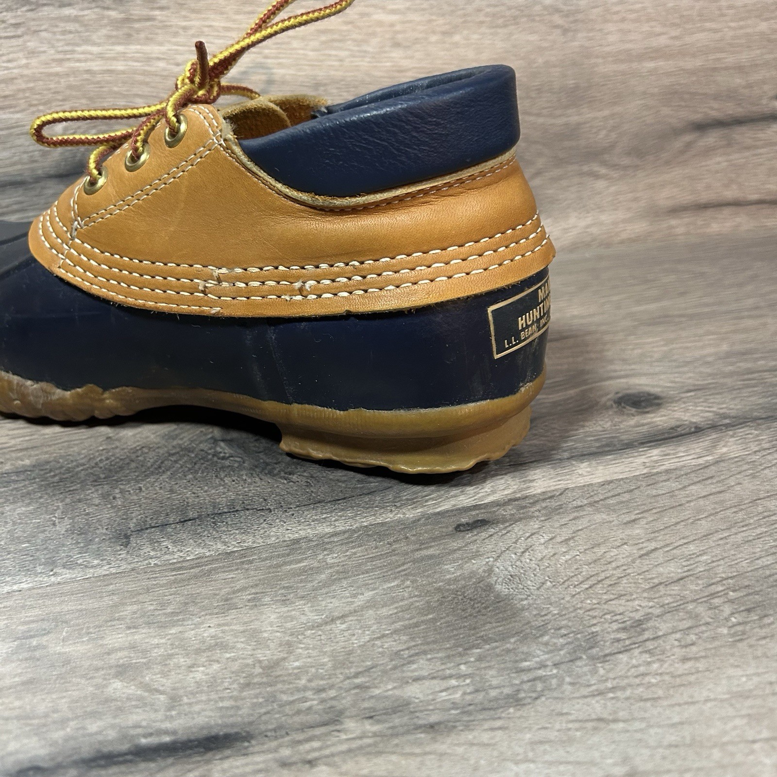 Vintage L.L.Bean Maine Women’s US 7 Hunting Duck Shoes Blue Beige Rain Boots