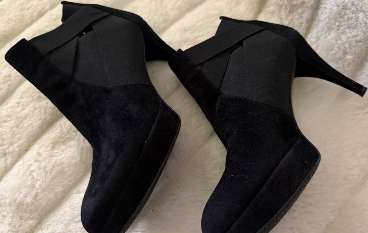STUART WEITZMAN SIZE 8.5 Black Platform Stiletto Suede Made in Spain Bootie