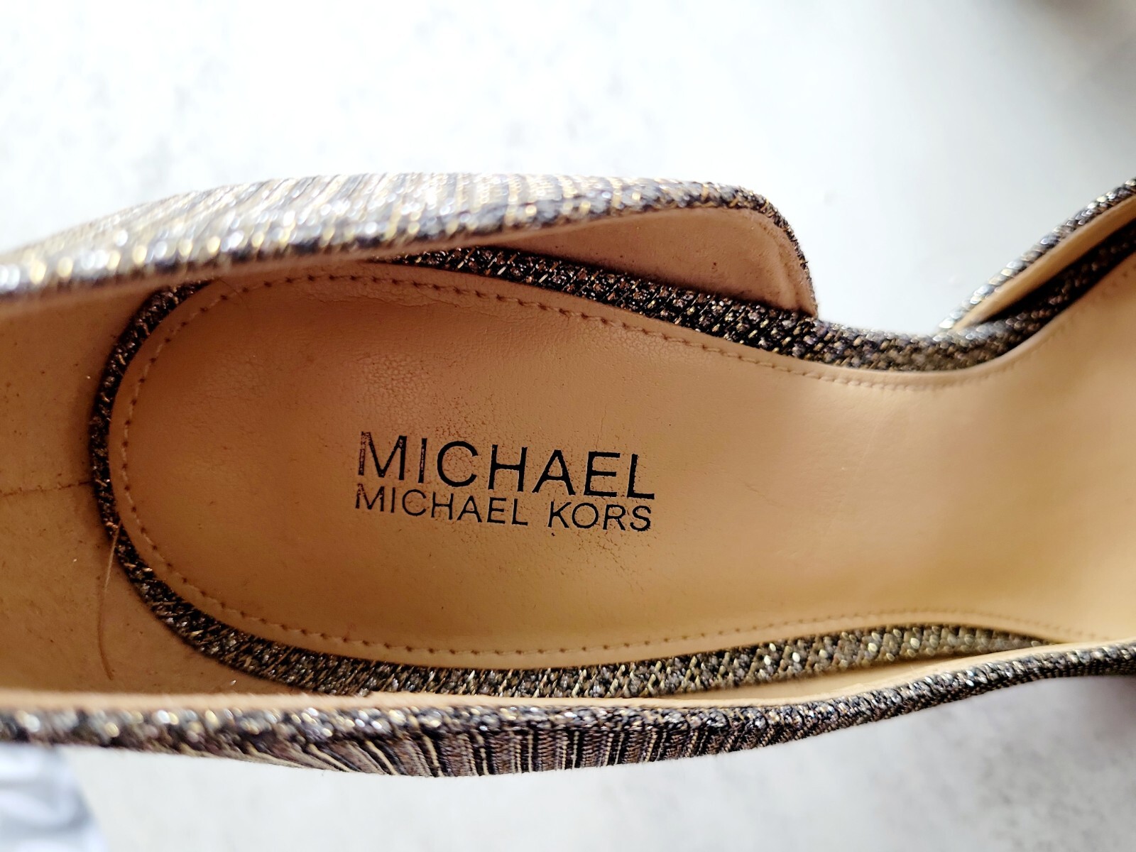 MICHAEL Kors Nathalie Flex High Pumps Shoes Black/Silver Glitter Chain Size 7M
