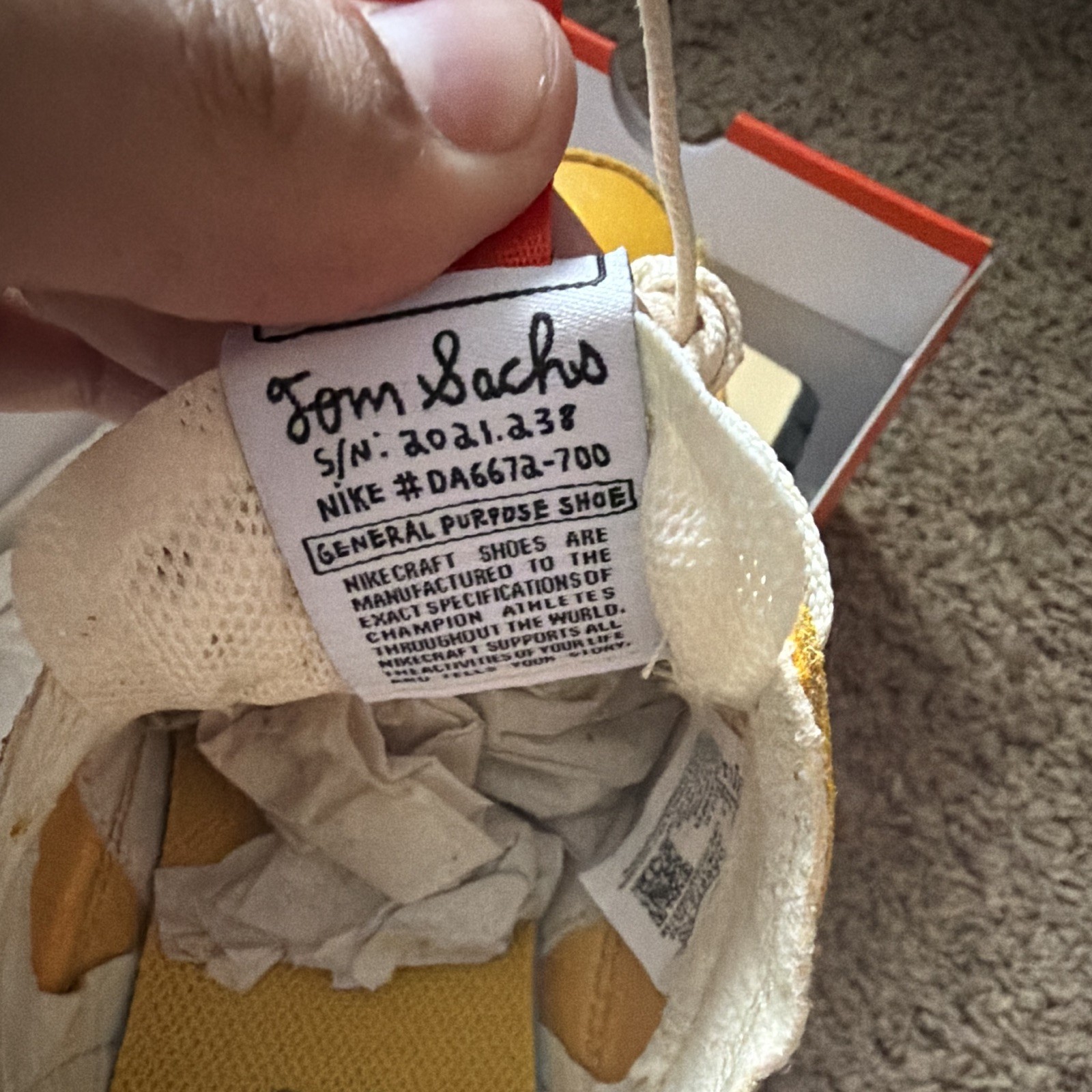 Nike Tom Sachs General Purpose Shoe Dark Sulfur DA6672-700 Sz 8.5W 7M