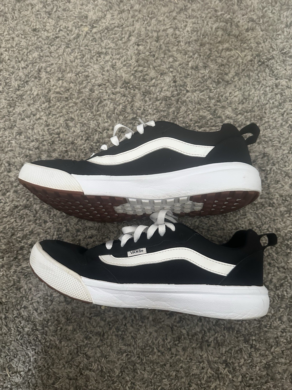 VANS Women’s Low Top Lace Up Sneakers Black/White with Logo Accent