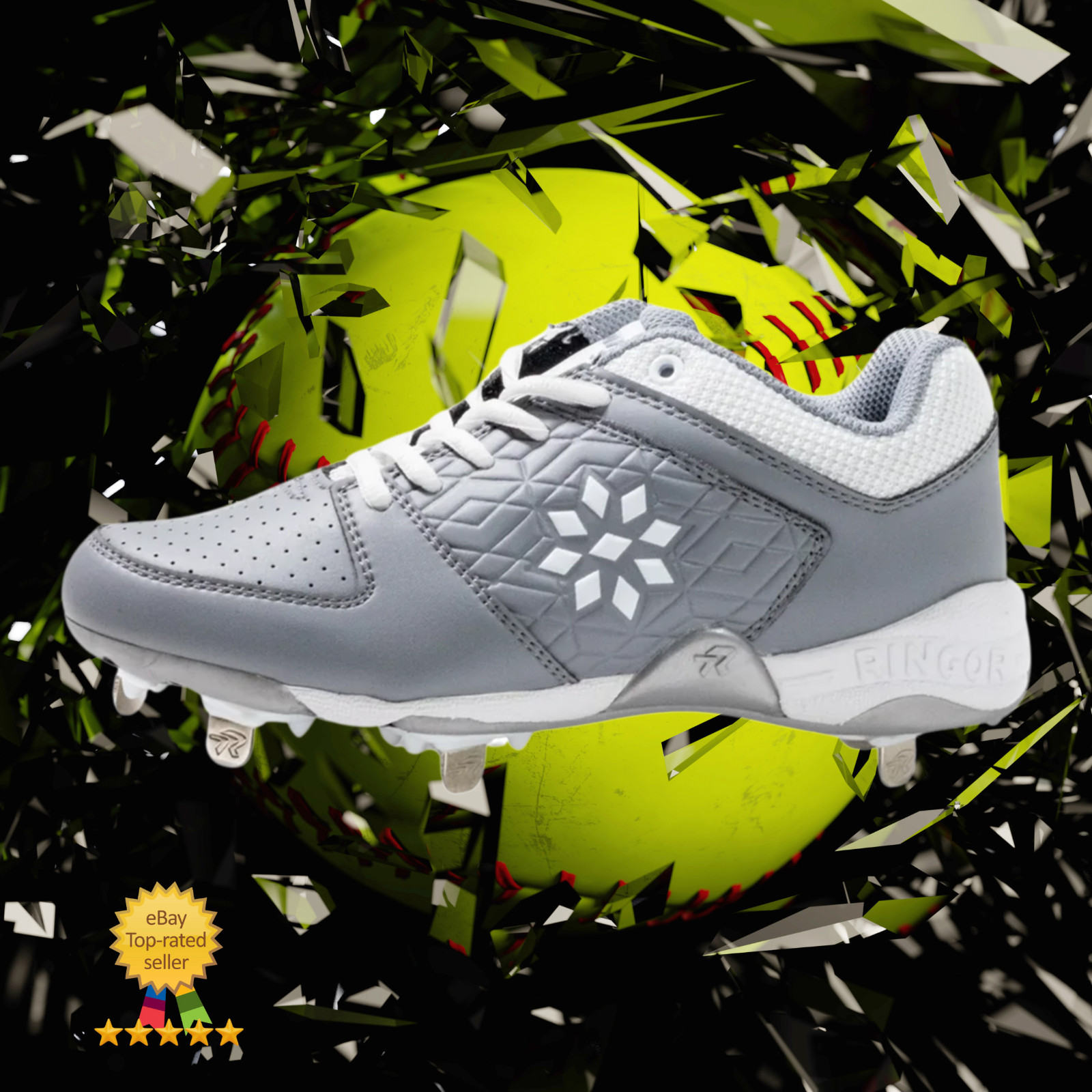 Ringor Rip-It Diamond Softball Spike Charcoal Gray Women’s Metal Cleats NEW $100