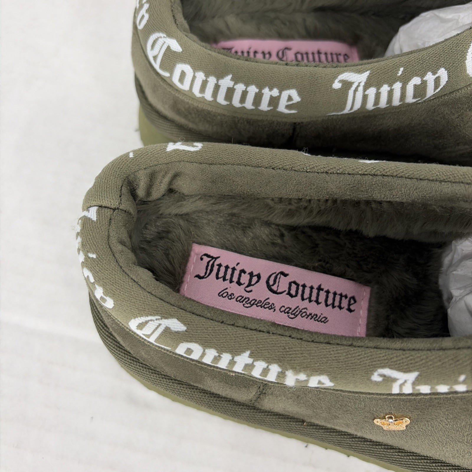 Juicy Couture Platform Slipper Mules Womens 9 Microsuede Indoor Outdoor New
