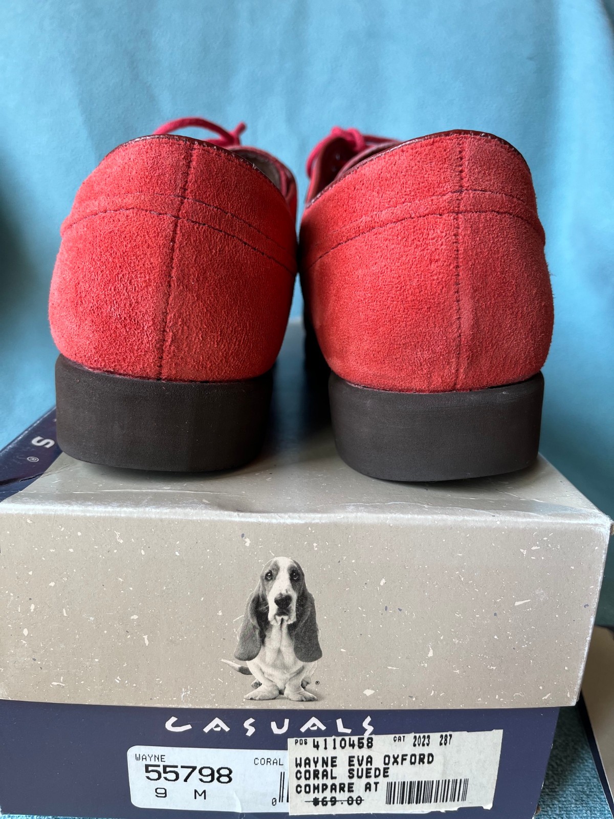 Womens Hush Puppies Wayne Eva Oxford Coral Suede 9M