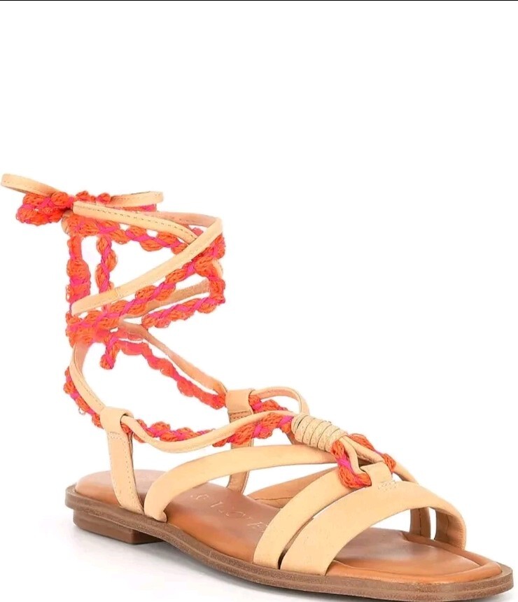 Chelsea & Violet Dahlia Leather Ankle Wrap Lace Up Strappy Sandals Size 9M