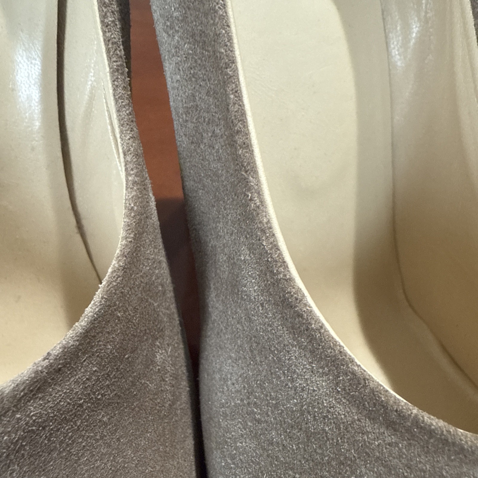 Chloe Leather Pump Heels Shoes Crosta Calf Lana Gray Beige Size 10 Made In Italy