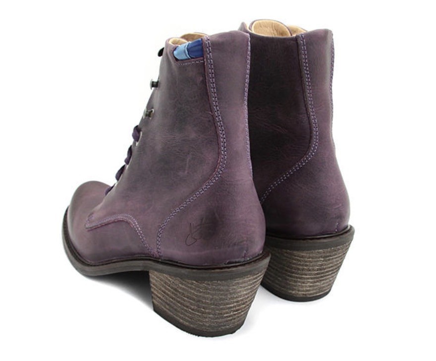 Fluevog EXCELLENT Adriana Nuni purple leather lace-up heeled boot – 11