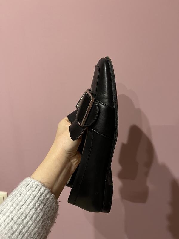 Women navy boot heels black leather 37 #B9HD