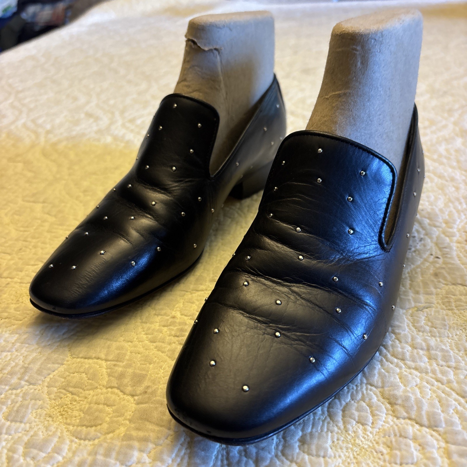 Rag & bone Women’s Tate Studded Loafer Black Leather Sz US 6.5 EU 36 1/2