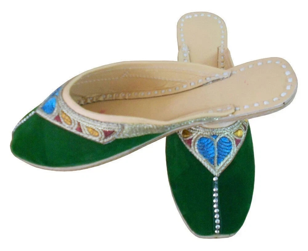 Women Clog Slippers Leather Handmade Indian Slippers Embroidered Clogs US 7-10