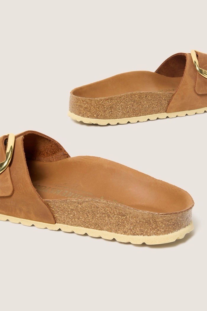 Birkenstock Madrid Big Buckle Oiled Leather Slide Sandals Cognac 9-9.5 US / 40EU