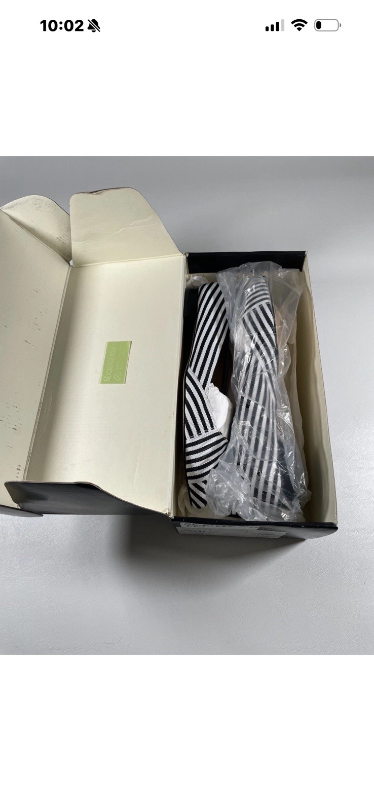 Talbots Womens Shoes Size 7.5 M Flats White Black Edison Ribbons Striped New Box