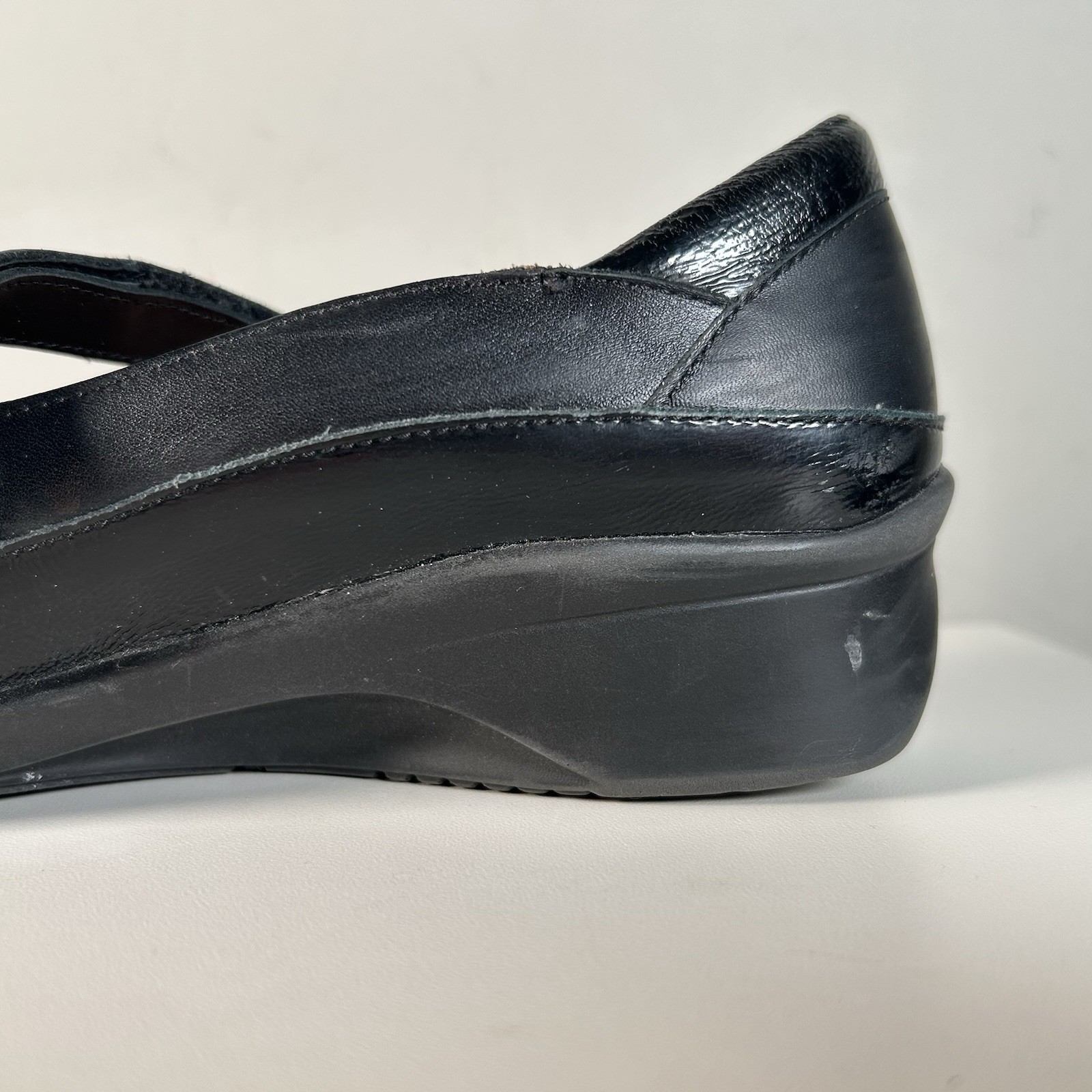 Finn Comfort Black Leather Mary Jane Wedge Shoes Germany Women’s 5.5