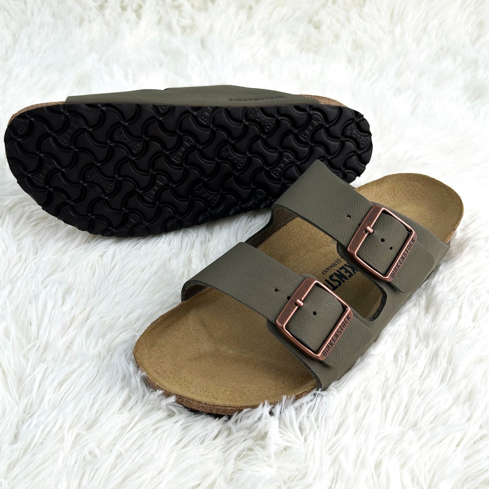 Birkenstock Arizona Stone Birko-Flo Leather New With/Box EU 37-45 Narrow/Wide