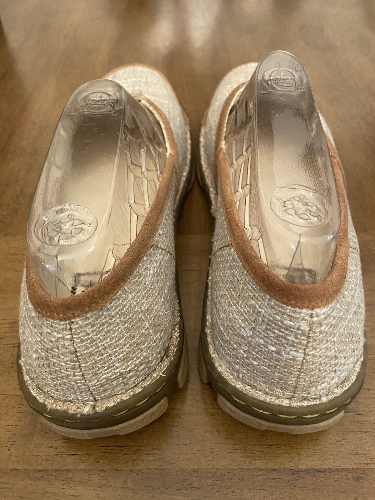 Tony Lama Renata Womens Sz 7.5 Beige Canva Burlap Slip On Western Loafers Shoes