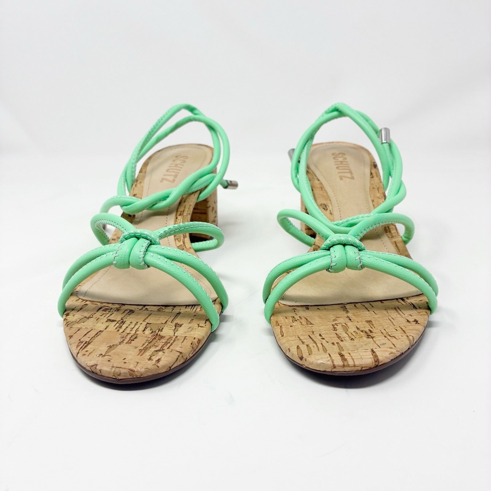 Schutz Suzy Mint Green Block Cork Heel Sandal 6.5 NIB