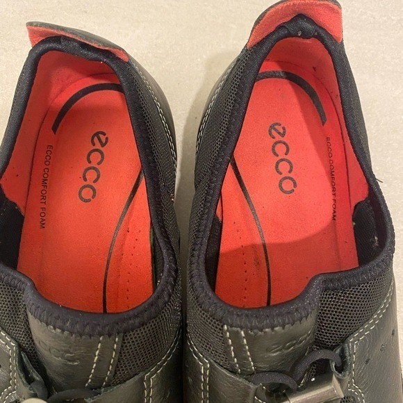 ECCO Bluma Women’s Toggle Black Leather Canvas Comfort Sneakers US 10 10.5 EU 41