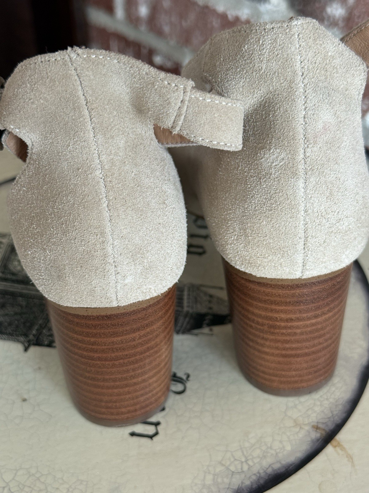 Soludos Beige Gemma Ankle Strap Heels Sz 7.5 Women’s Shoes Suede