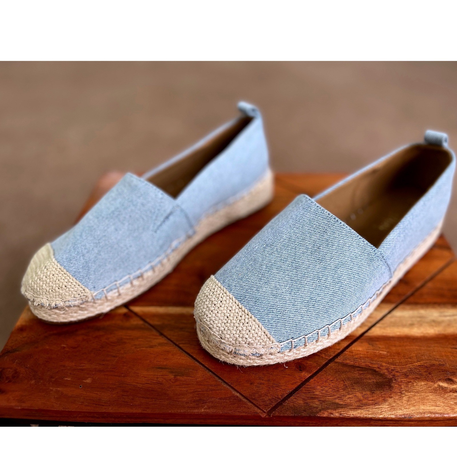 Magellan Outdoors Womens Light Blue Denim Espadrille Flats Jute Wrap Size 6