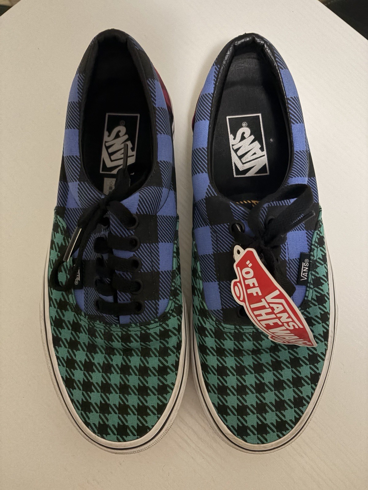 Vans Authentic Blue Green Plaid Checkerboard Sneakers Men’s 7 Women’s 8.5 Shoes