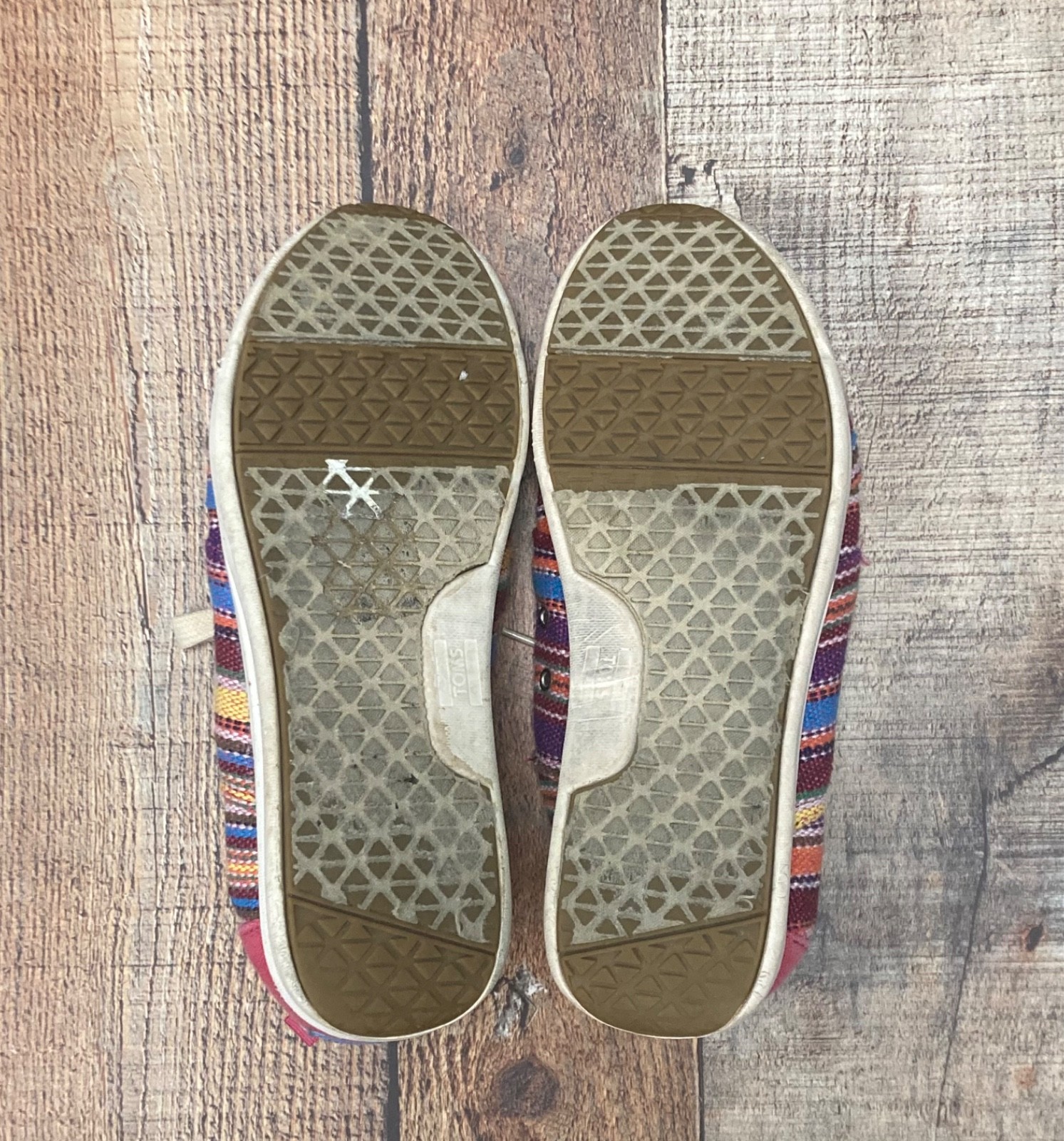TOMS Del Rey Womens Size 8 Multi Color Striped Woven Lace Up Sneakers Boho Shoes