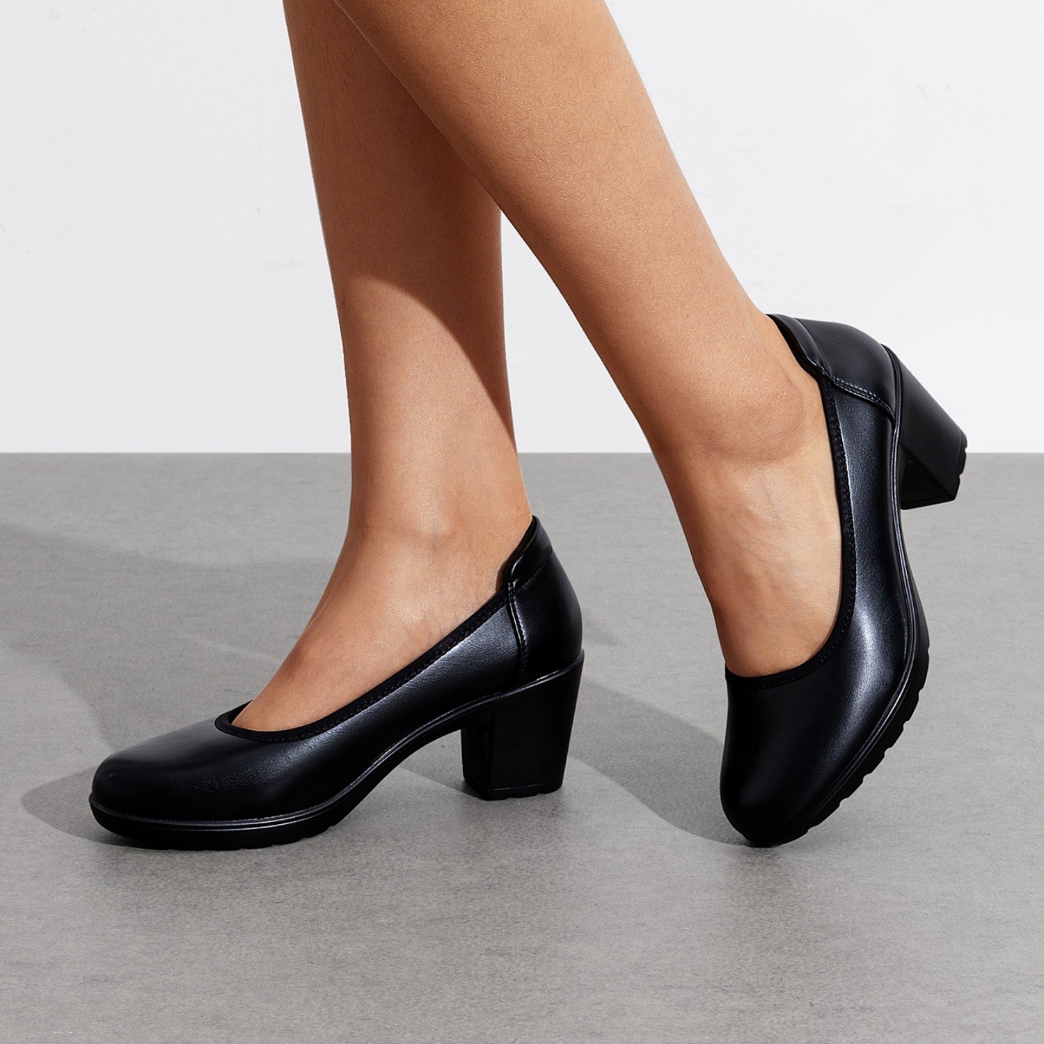 Women All Day Comfort Dress Pumps Low Chunky Heels Daily Wear Office Dress
