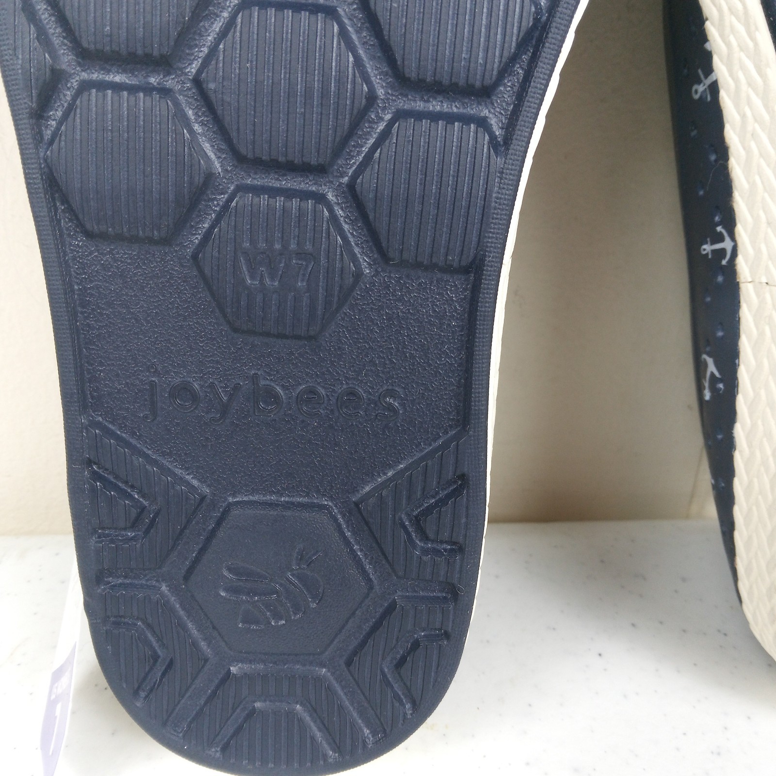 Joybees Women 7 Nautical Anchor Print Slip On Espadrille Water Shoes Blue NEW