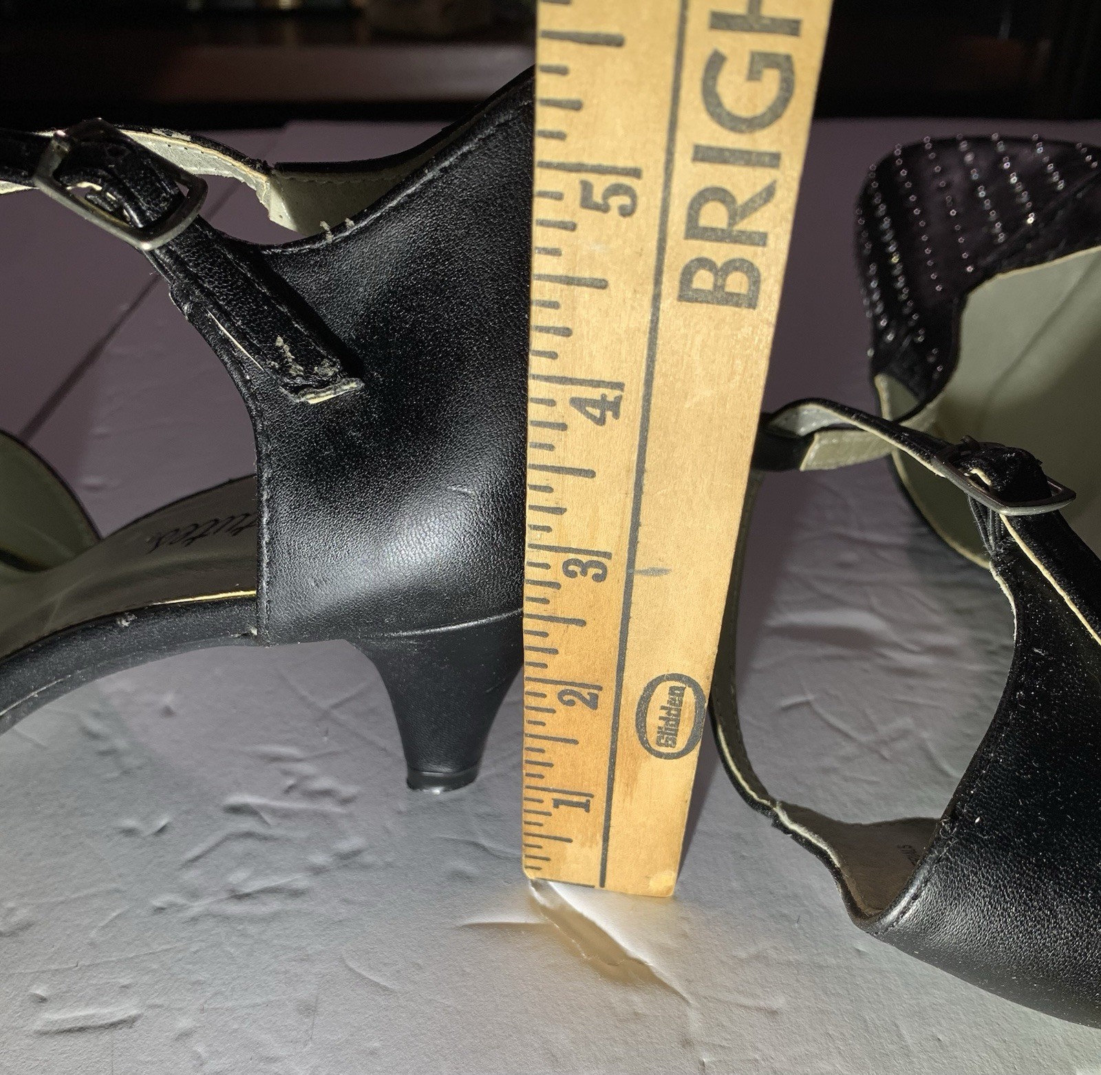 Womens Size 9.5 Black With Silver Studs 2.5 In Heels With Ankle Strap