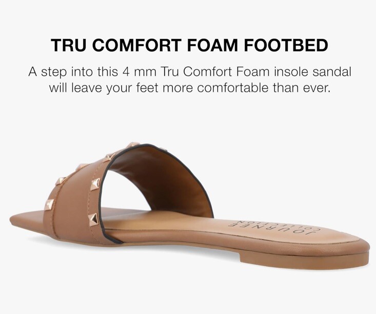 Journee Collection Women’s Size 11 Tru Comfort Foam™ Tan Studded Sandals Slides