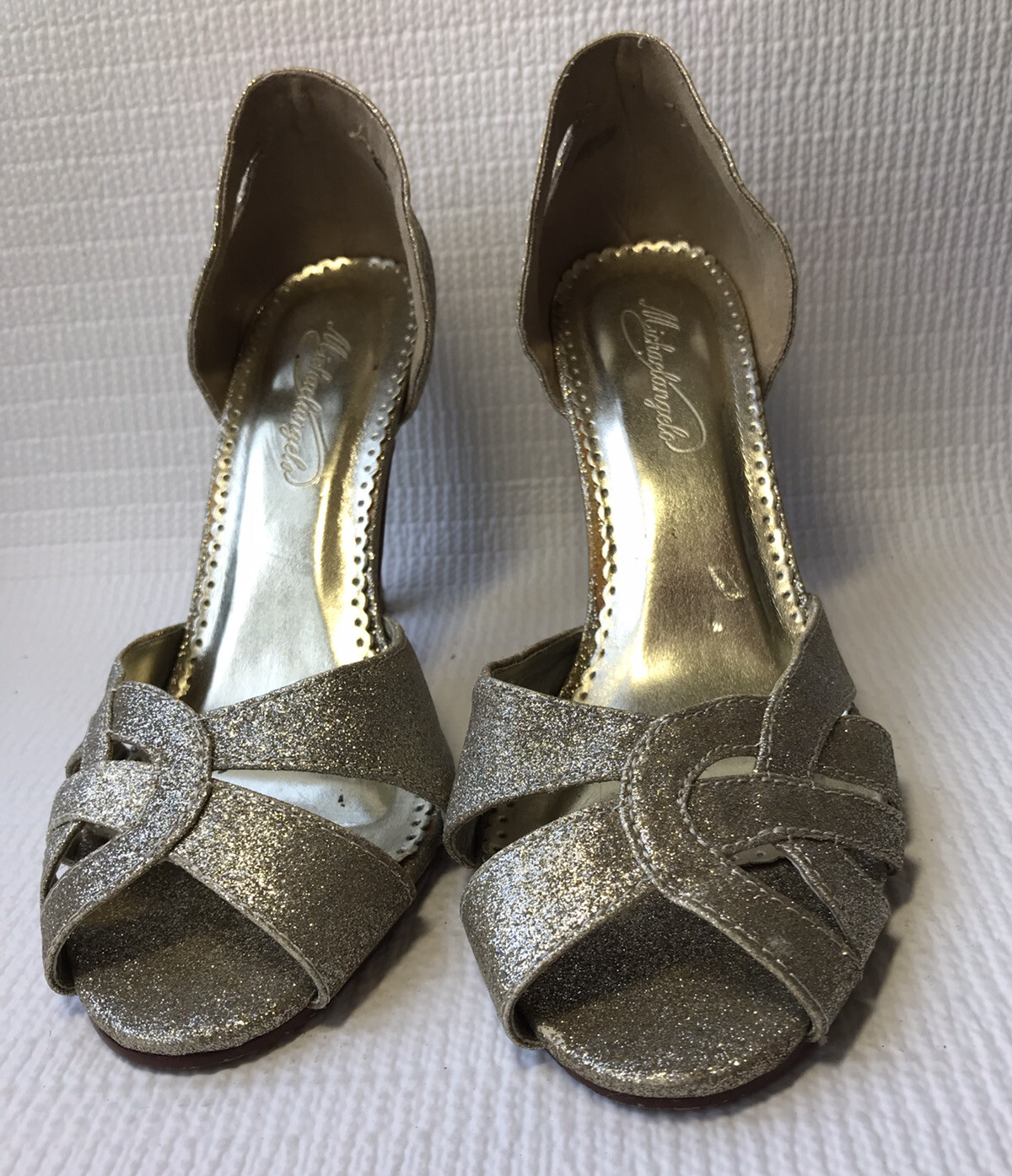 Michaelangelo Womens Gold Sparkle Event Pumps Sz 8M pre-owned