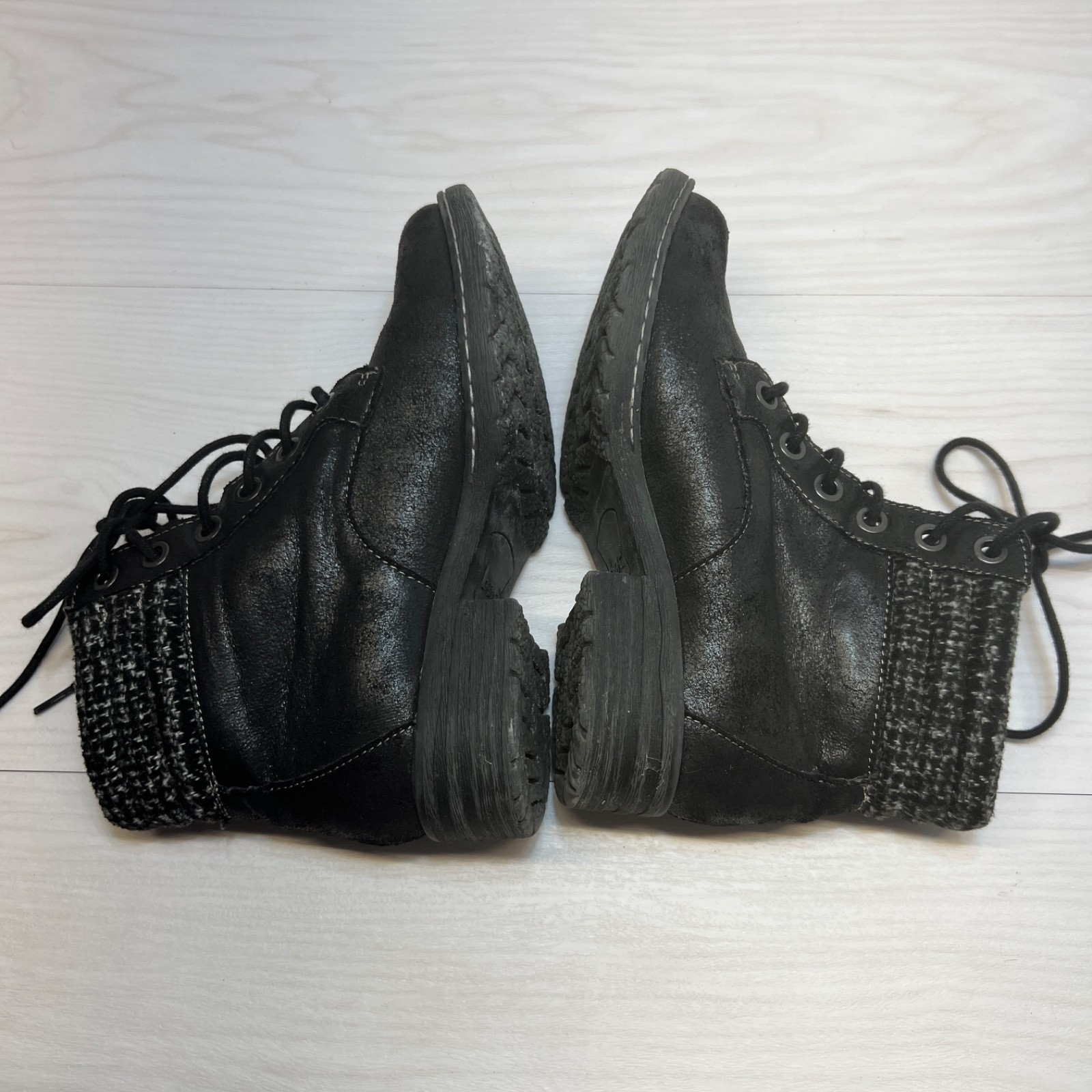 BOC Born Concept Combat Boots Women’s 6 M Shimmer Black Lace Up Block Heels Zip