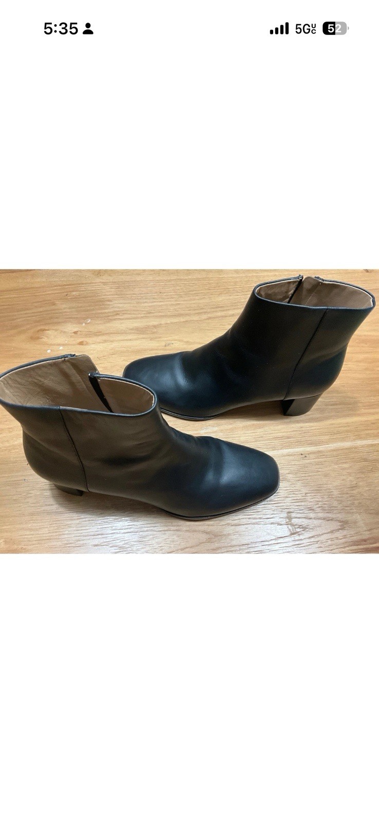 Via Spiga Black Leather Ankle Bootie Zip Square Toe US 8.5 EU 38.5