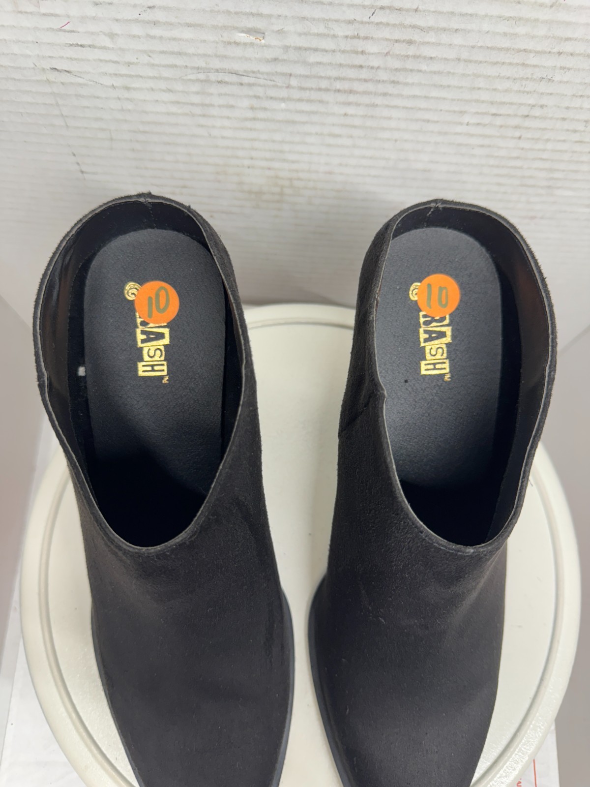 Trash Black Ankle Booties boots Shoe 3.25″ Heels Womens size 10 42.5 Slip on