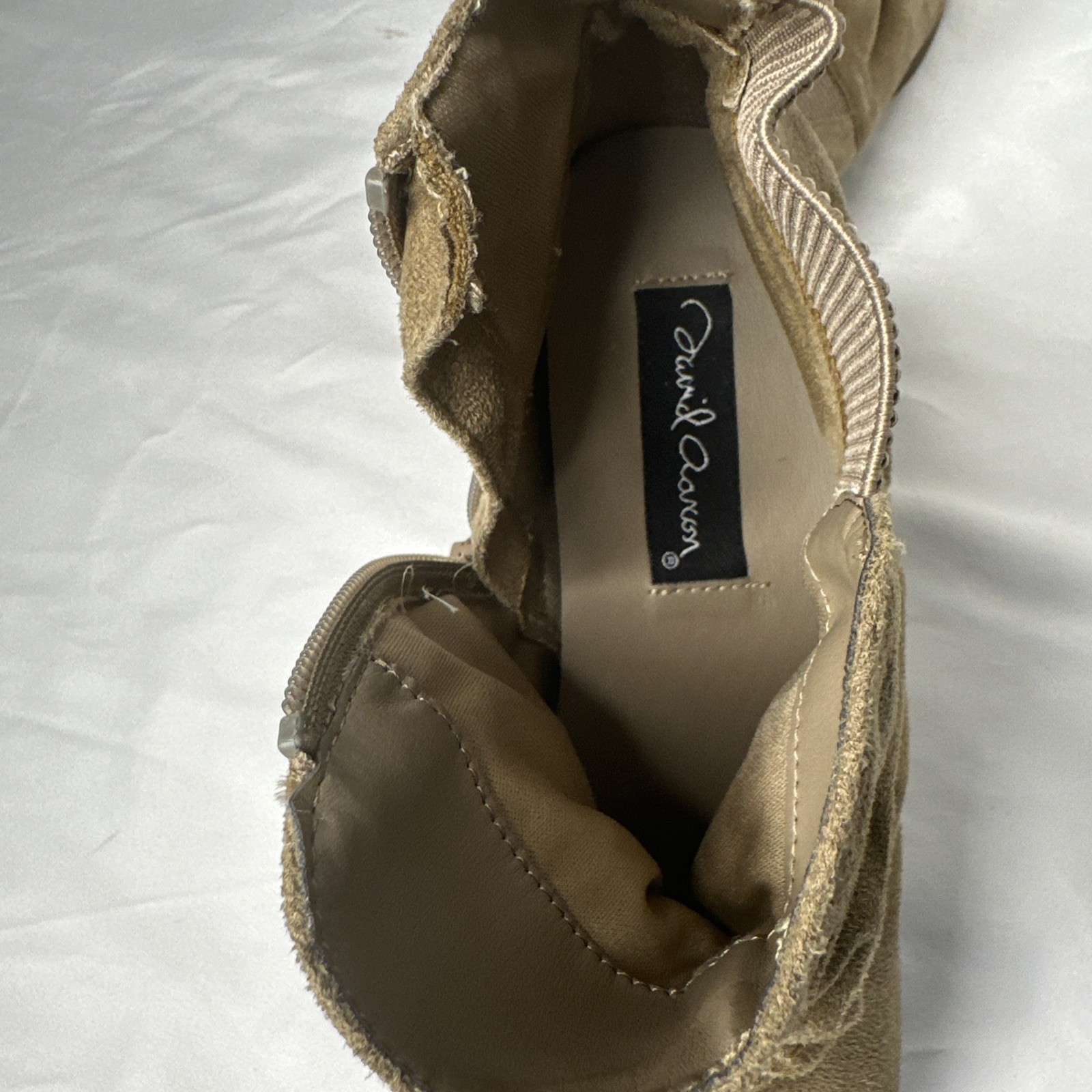 David Aaron Ankle Boots Suede Leather Side Zip Casual Tan Size 8.5