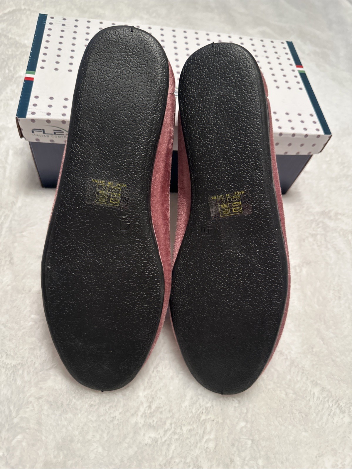 Flexus Roseloud Velvet Textile Flats Slippers Rose Purple EU 41 US 9.5-10 NIB