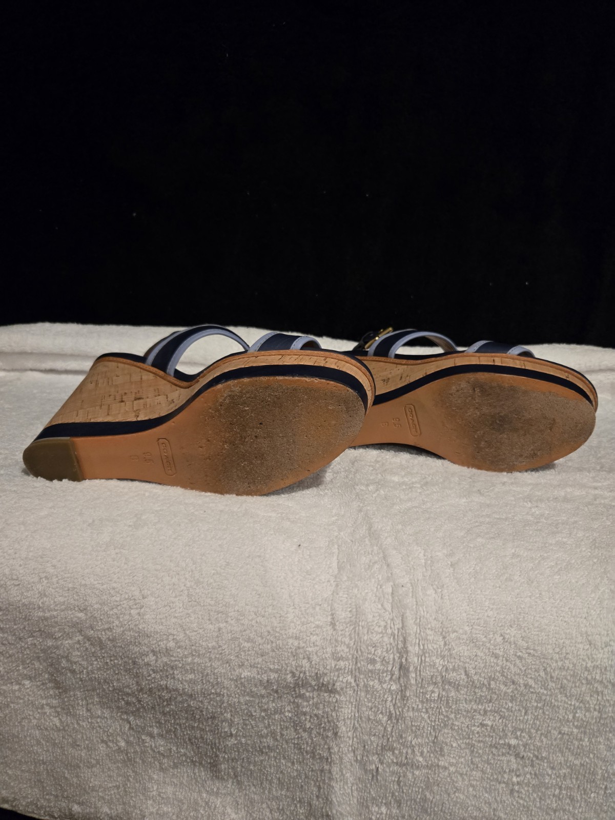 Coach Navy & Sky Blue Leather Strap Sandals Size 9.5 US