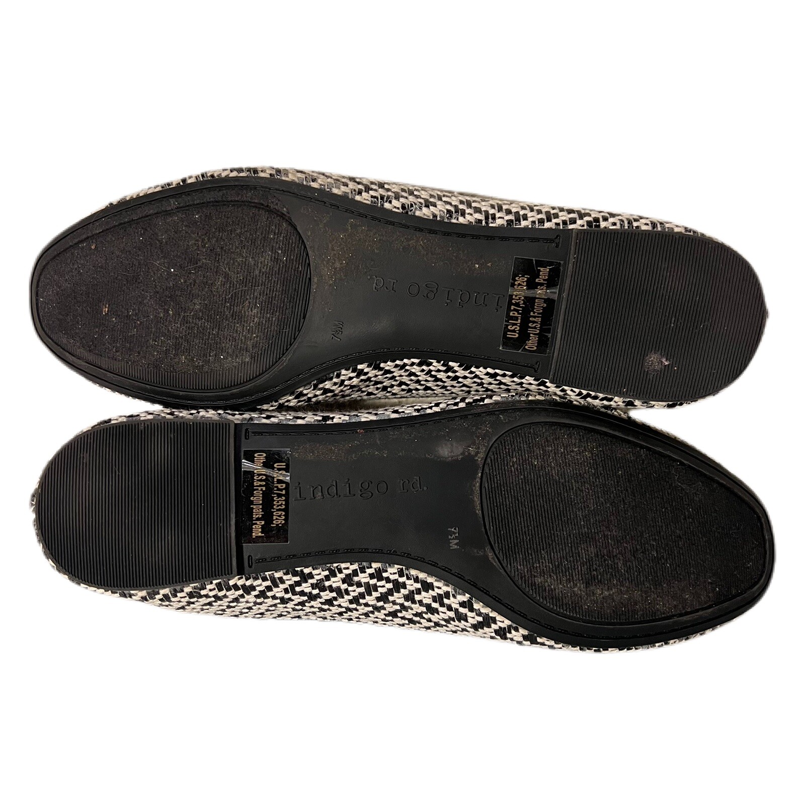 Indigo Rd. Black White Chevron Fabric Flats Slip On Loafers Almond Toe Women 7.5