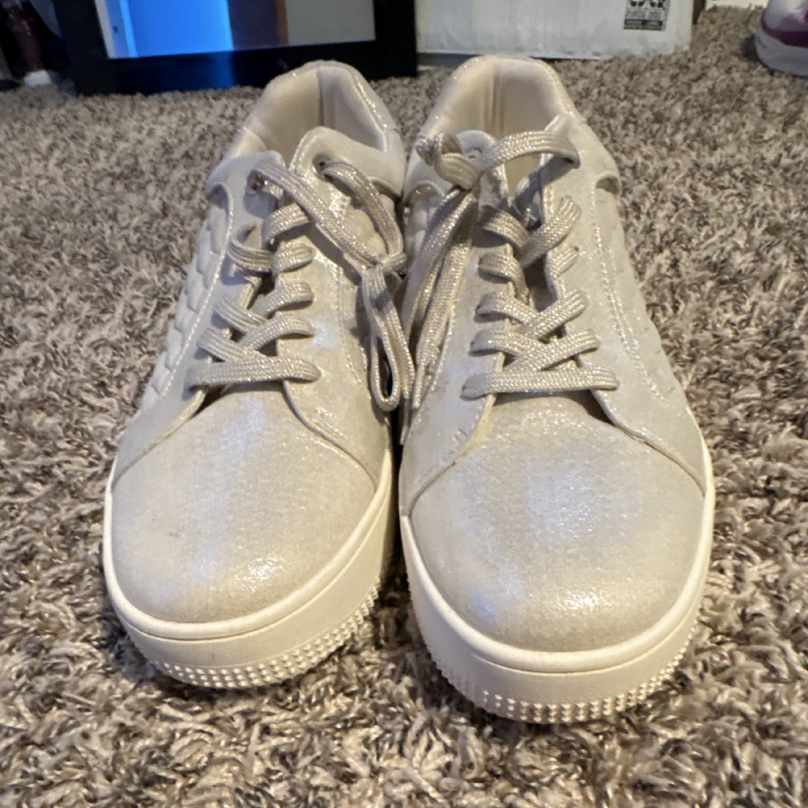 JP-YEMELLA Beige Quilted Lace Up Textile Women’s Sneakers Low Top Casual